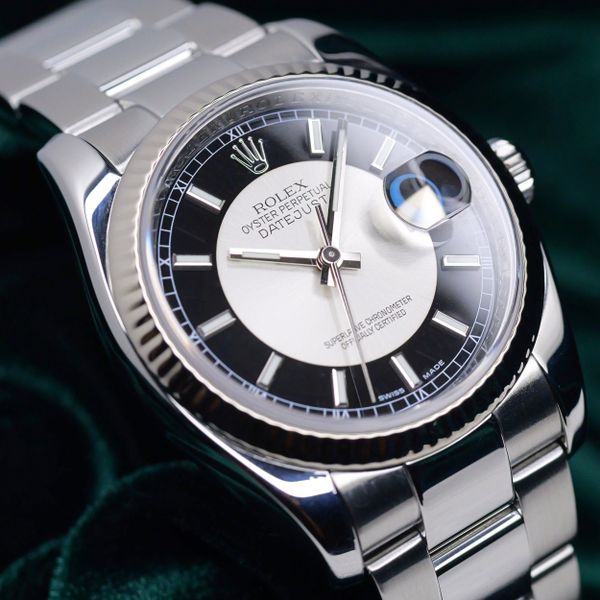FSOT: Rolex Datejust “Tuxedo” Black and Silver Dial 18K Whi…