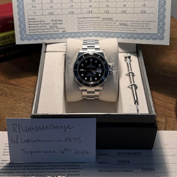[WTS] Ginault Ocean Rover 2.5 - Black Dial/Bezel - with Cyc…