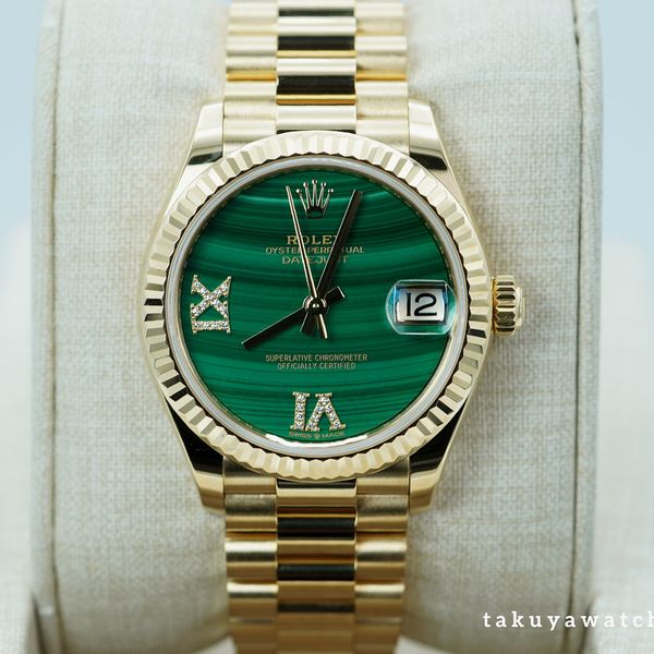 FSOT: Rolex 278278 DATEJUST 31 PRESIDENT YELLOW GOLD MALACH…