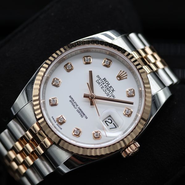 FSOT: Rolex Datejust 36 - 2 tone - Rose Gold - White Diamon…