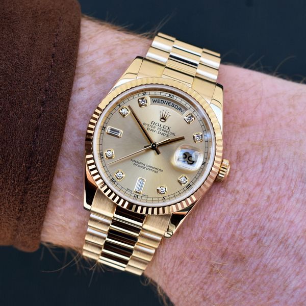 [WTS] 2004 Rolex Day-Date 36mm 18K YG Factory Champagne Dia…