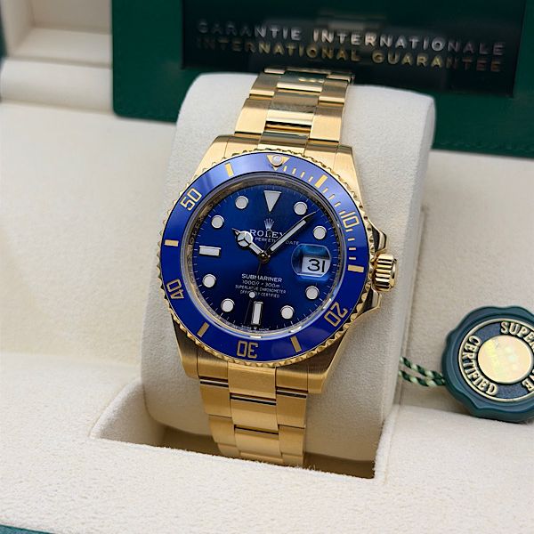 Fs: 126618lb rolex submariner yellow gold blue dial complet…