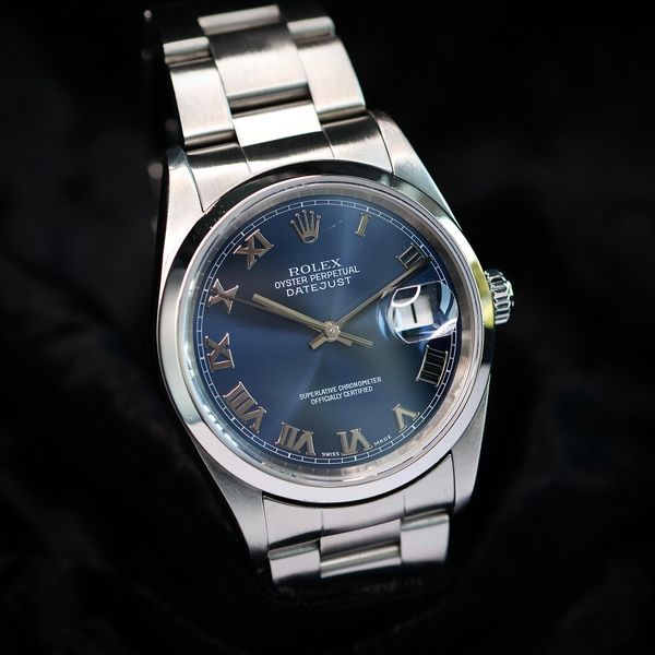 [WTS] 2003 Rolex Datejust 36mm Blue Roman Dial, Smooth Beze…