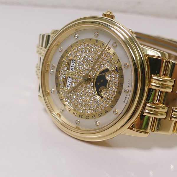 FS 18K YG Blancpain Villeret Factory Pave Diamond Dial. Mint