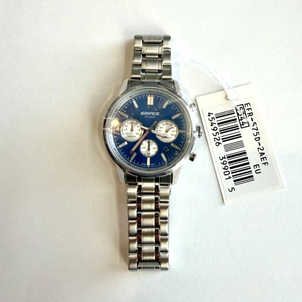Casio Edifice Blue Dial Men's Chronograph Watch EFR-575D-2A…