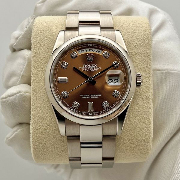 Rolex Day-Date 18K White Gold “Havana Diamond” • Ref 118209…