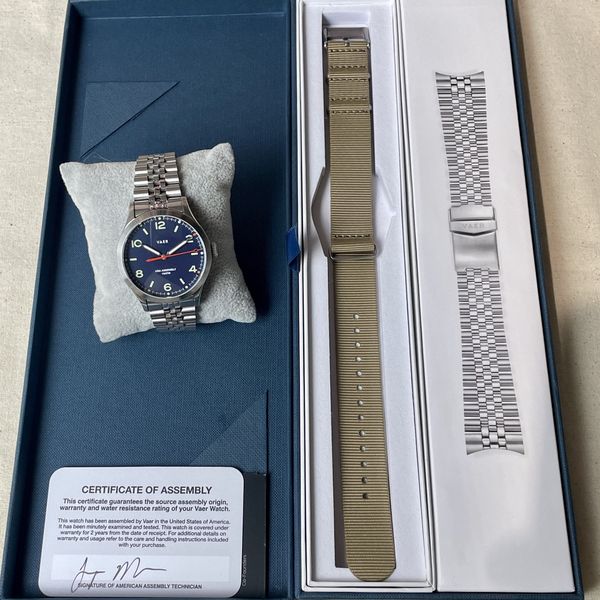 Vaer C5 Design Navy USA Solar Quartz Watch 40mm