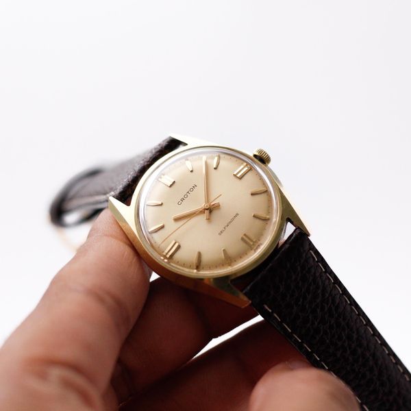 [WTS] 1960s Croton Automatic Golden Sunburst Dial Men's Wri…