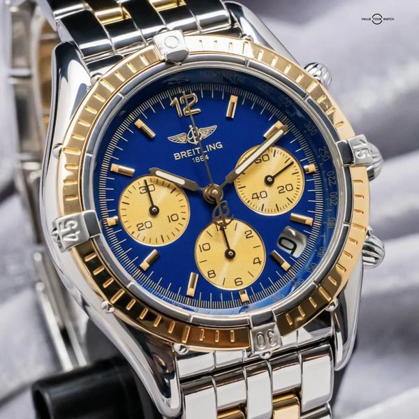 FS: Breitling Chrono Cockpit 37mm SERVICED Blue Dial Yellow…
