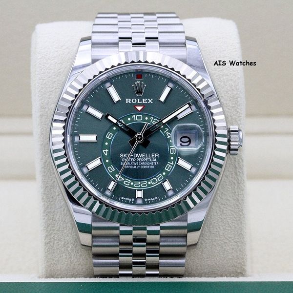FSOT: Rolex 336934 Sky-Dweller Stainless Steel Green Dial J…