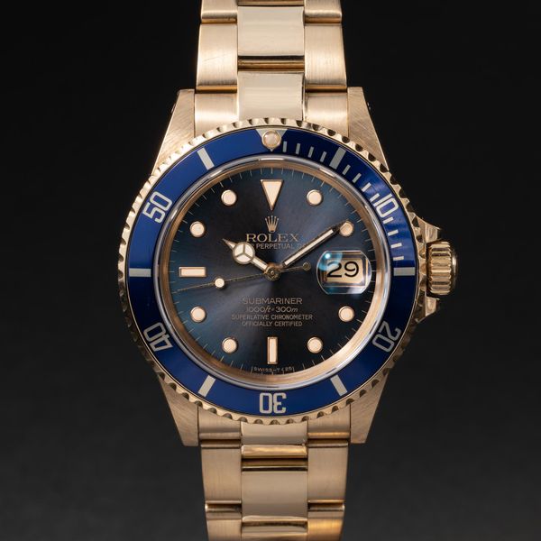 FS: 1986 Rolex 18K YG Submariner 16808 Tropical Blue Dial