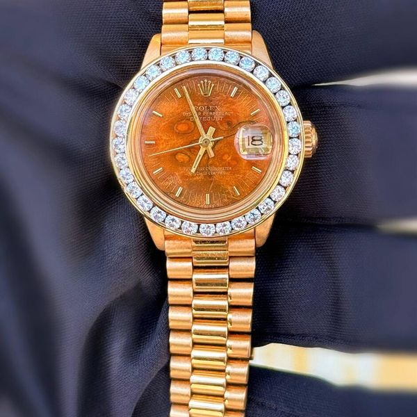 FSOT: Rolex Datejust 26mm President 6917 Factory rare wood …