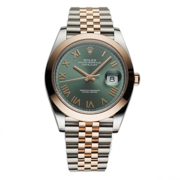 Rolex Datejust 41mm Steel & Everose Green Mint Roman Dial J…