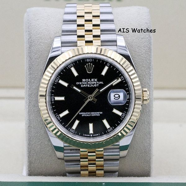 FSOT: Rolex 126333 DateJust 41MM 18K YG/SS Black Stick Dial…