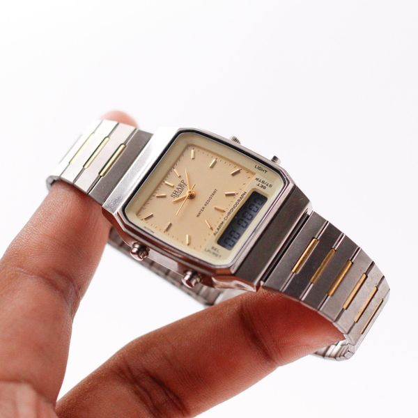 [WTS] 1990s Sharp Quartz Ana-Digit Golden Dial Two Tone Cas…
