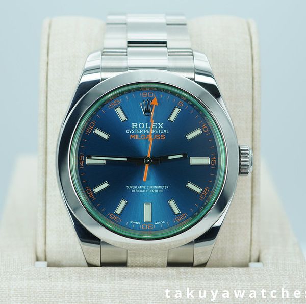 FSOT: Rolex 116400GV MILGAUSS GREEN CRYSTAL Z BLUE DIAL 202…
