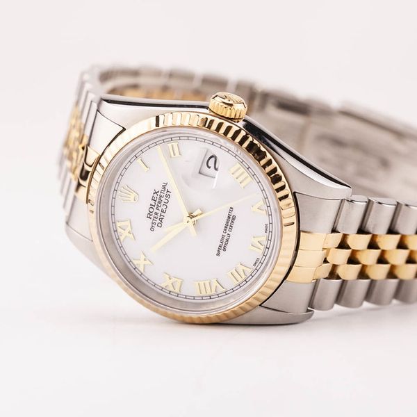 fsot - Rolex Datejust 36 16203 - White Roman Two-Tone - Flu…
