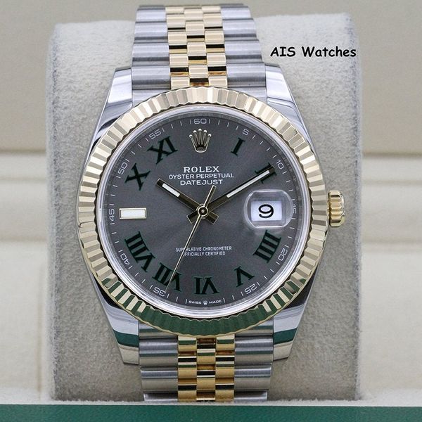 FSOT: Rolex 126333 DateJust 41MM 18K YG/SS Slate Roman Wimb…