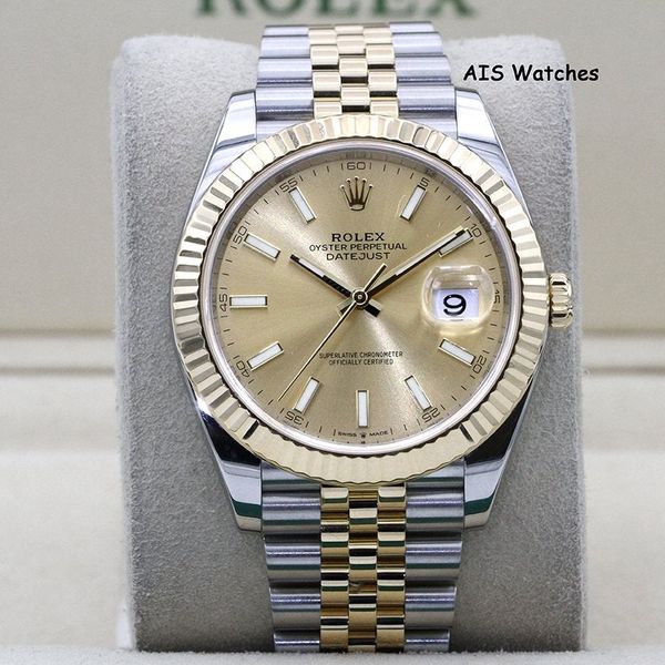 FSOT: Rolex 126333 DateJust 41MM 18K YG/SS Champagne Stick …