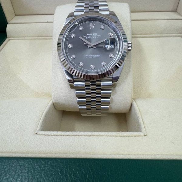 Fs: Rolex 126334 datejust 41mm wach rhodium slate diamond d…