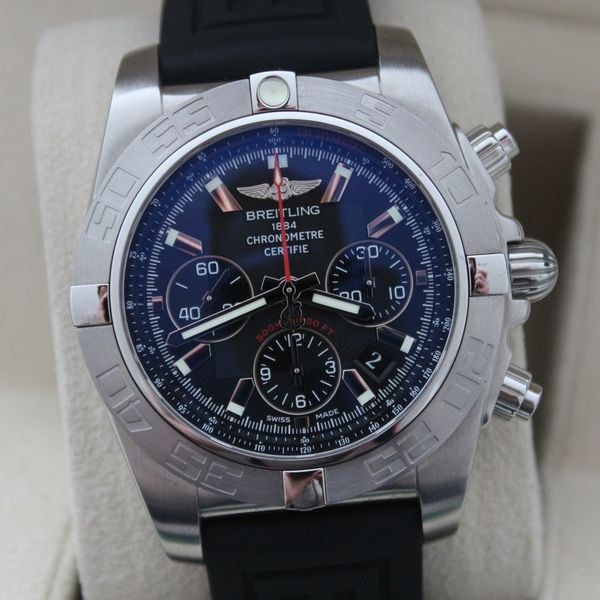 FS: Breitling Chronomat 44 Ab011012 Rubber Band Black Dial …