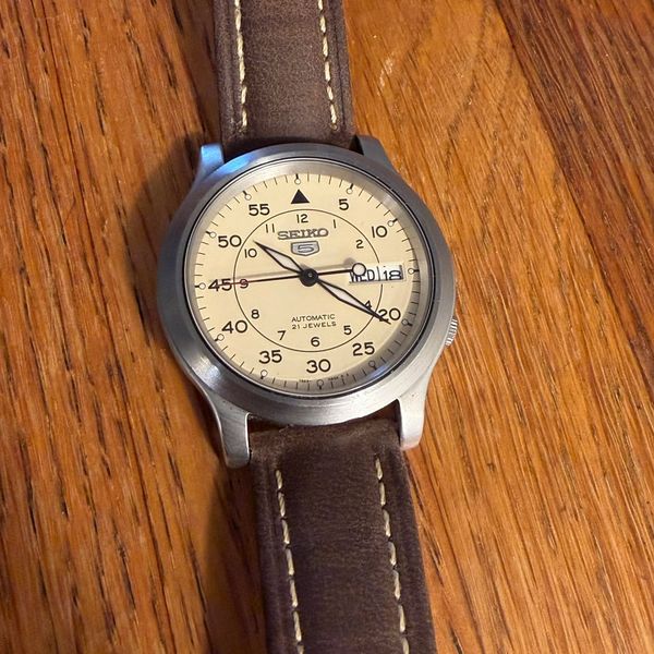 [WTS] Seiko 5 Sports SNK803 - Cream Dial on New Leather Band