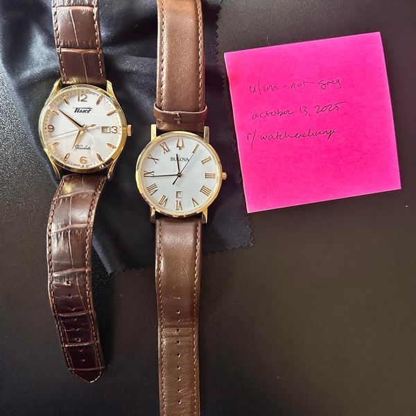 [WTS] Affordable quartz dress watches, gold on white - Tiss…