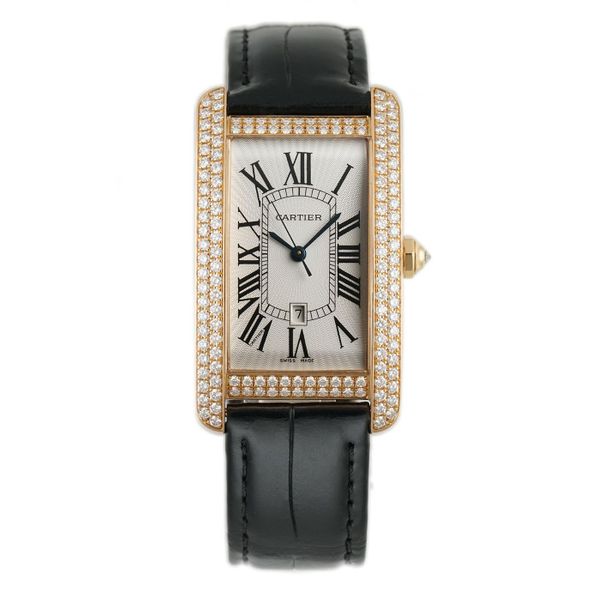 Cartier Tank Americaine 27mm Large 18k RG Diamonds Auto WB7…