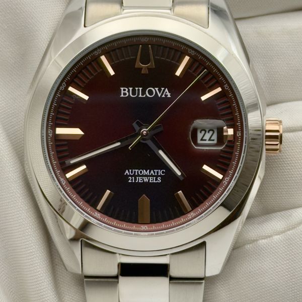 Bulova Surveyor Automatic Red Dial Mens 39mm 98B422