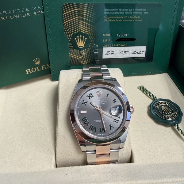 FS Rolex 41mm Datejust 18K RG & SS 126301 Wimbledon