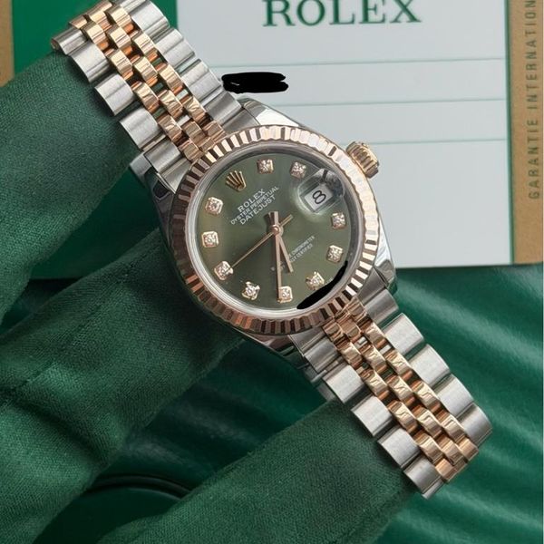 FSOT: 2018 Rolex Datejust 28 Green Diamond Dial Jubilee 279…