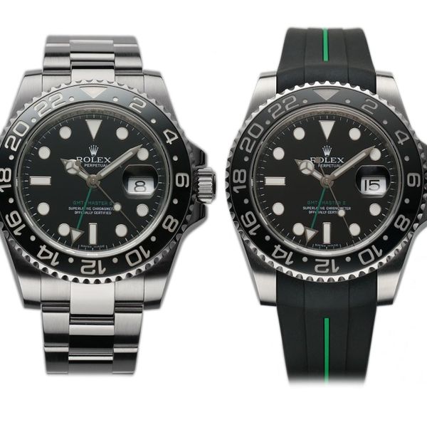 Rolex GMT-Master II 40mm Black Ceramic Bezel Black Dial Rub…