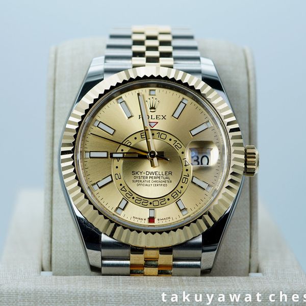 FSOT: Rolex 336933 SKY-DWELLER YELLOW GOLD STEEL CHAMPAGNE …