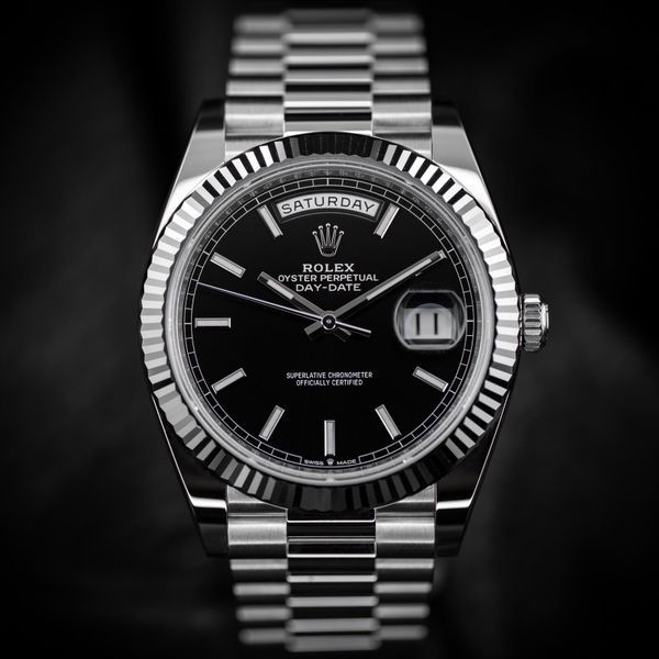 Rolex Day-Date 40 Platinum Black Dial Complete Set 228236
