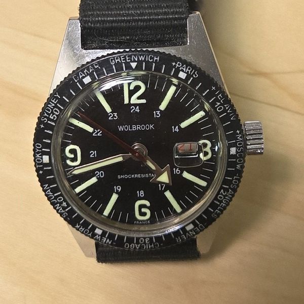 Wolbrook Worldtimer 36mm, vintage, nicely restoreed to work…