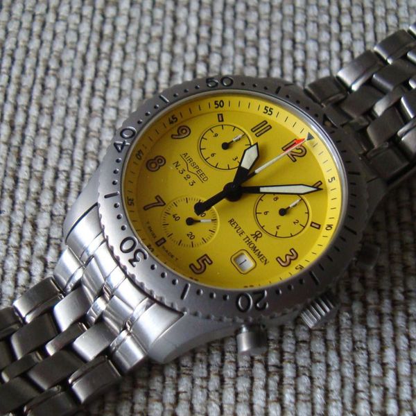Revue Thommen Airspeed Swiss quartz chronograph, rare yello…
