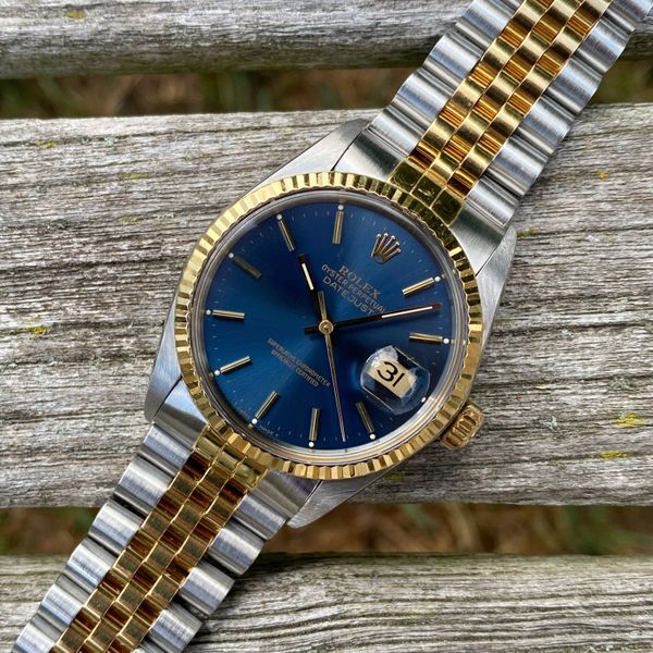 FS: 1985 Rolex 16013 Datejust 36mm Blue Dial 2 Tone 18k Gol…