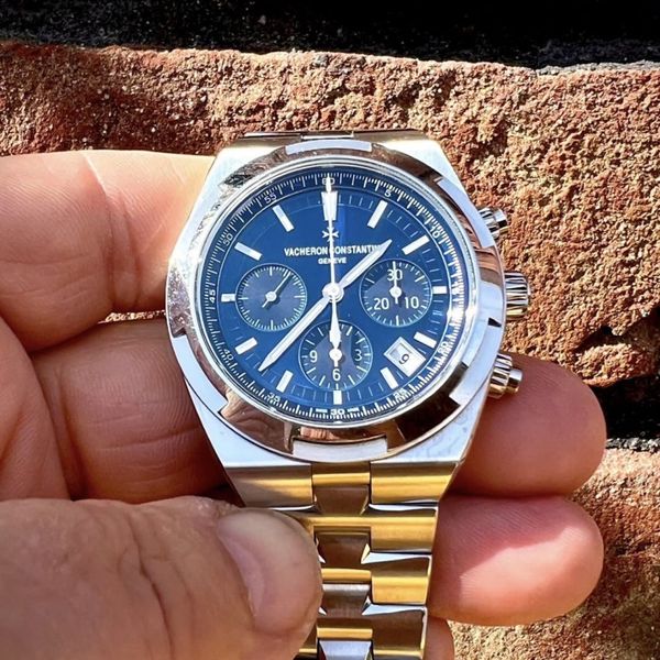 PRISKUTT!! Vacheron Constantin Overseas Chronograph blå ski…