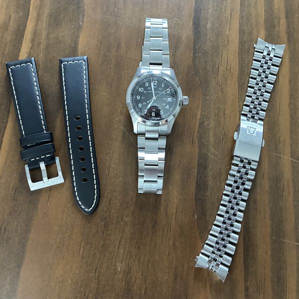 Hamilton Khaki field 38, Leather strap and 2 uncle bracelets