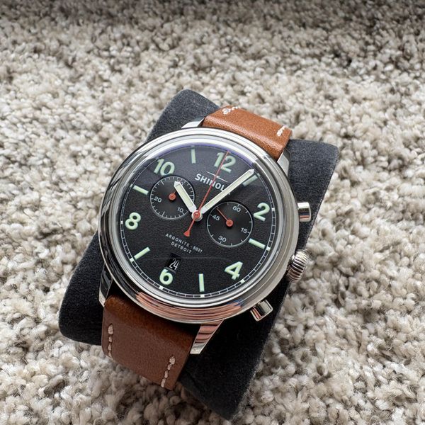 [WTS] Shinola Traveller Chronograph 42mm Black Dial Leather…