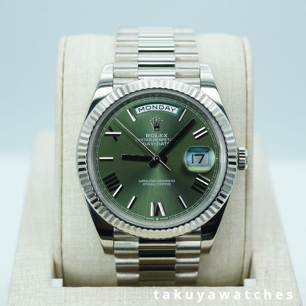 FSOT: Rolex 228239 DAY DATE 40 WHITE GOLD OLIVE GREEN DIAL …