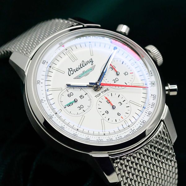 FSOT: Breitling Top Time White Dial White Sub-dials Mesh Br…