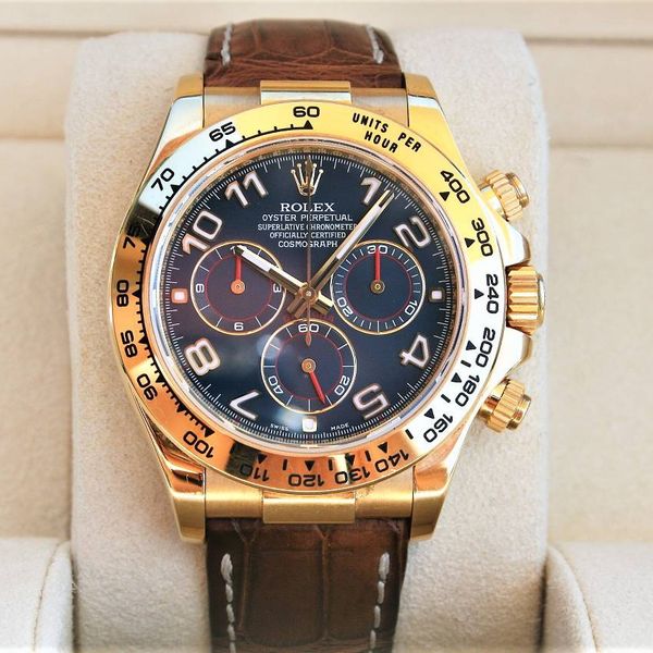FS: Rolex 116518 Daytona 18K YG Blue Arabic Dial Rare