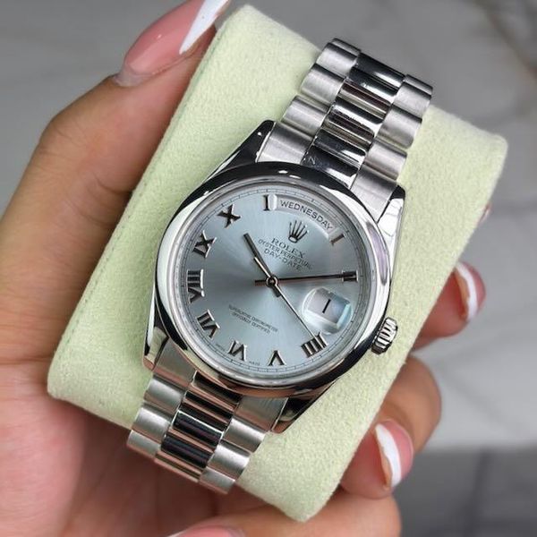 Rolex Day-Date 36 Ice Blue Roman Platinum 118206 (2006-2007…