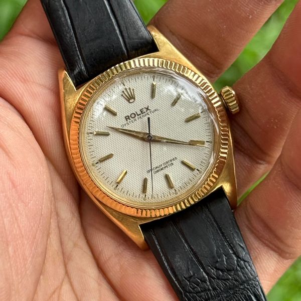 [WTS] Rolex Oyster Perpetual 6502 18k Solid Gold Waffle Dia…