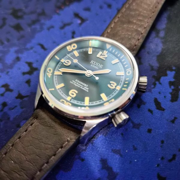 [WTS] Kuoe SOMBRERO 90-011, Green Linen Textured Dial