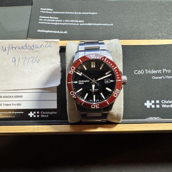 [WTS] Christopher Ward C60 Trident Pro 600 - Red Bezel - Bl…