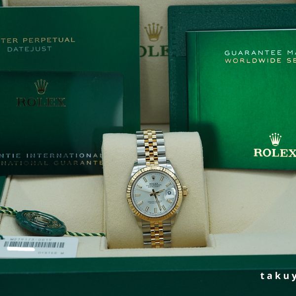 FSOT: Rolex 279173 DATEJUST 28 TWO TONE FLUTED BEZEL SILVER…