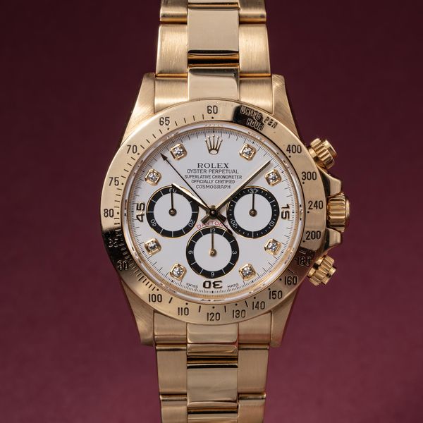 FS: 1996 Rolex 18K YG Daytona 16528 White Diamond Dial
