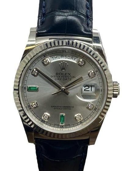 Rolex President Day Date 36mm RARE 118139 Silver Diamond Di…